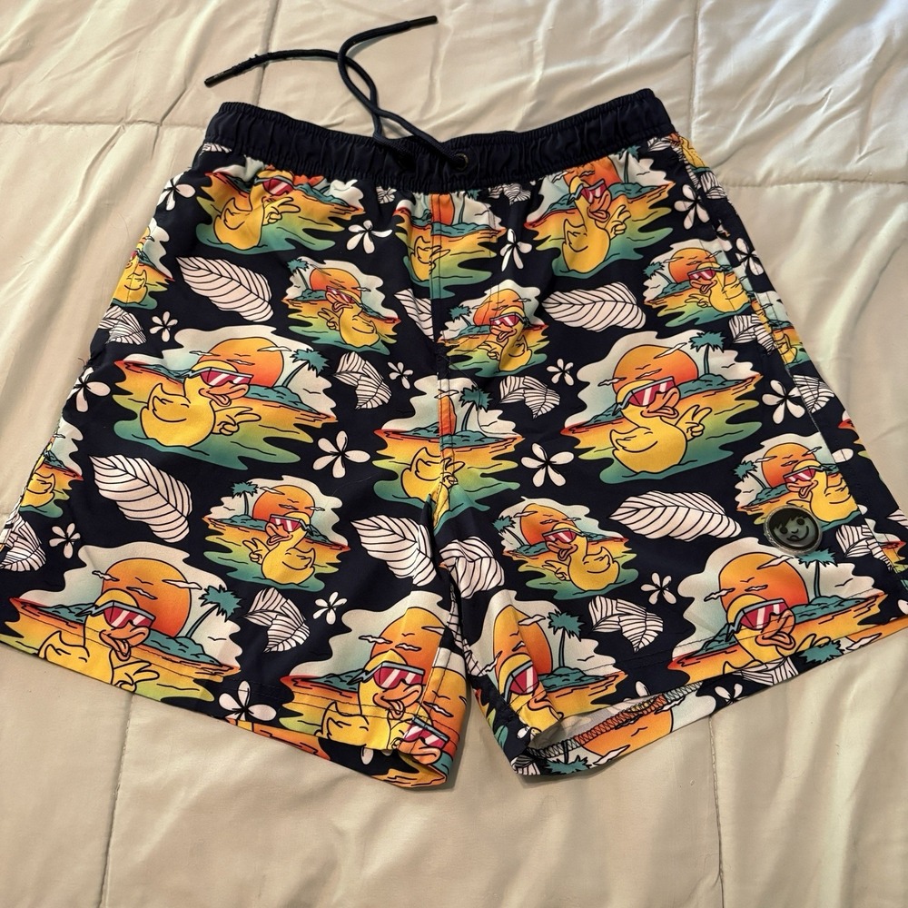 Neff Mens Large Tropical Duck Print Swim Trunks Board Shorts Sunglasses 101531